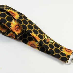 BEE zonnebloem bijenkorf badge houder, zonnebloem lanyard, bijen badge houder, zwart gele lanyard, ID-kaart houder