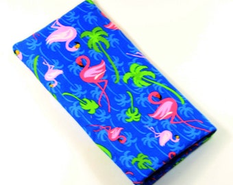 FLAMINGO Fabric snap bag, Sunglasses case, Eyeglasses bags, Pink flamingo bag, Bird design bags