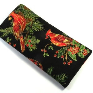 Borsa di design CARDINAL, custodia per occhiali da sole, custodia occhiali da vista, borse in tessuto, borsa a bottone a scatto, borse di design cardinale rosso, borsa di design Bird