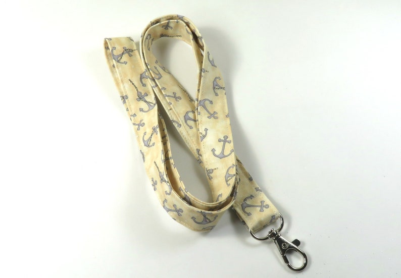 Anchor badge holder Fisherman lanyard ANCHOR fabric badge holder Fisherman badge holder Anchor lanyard