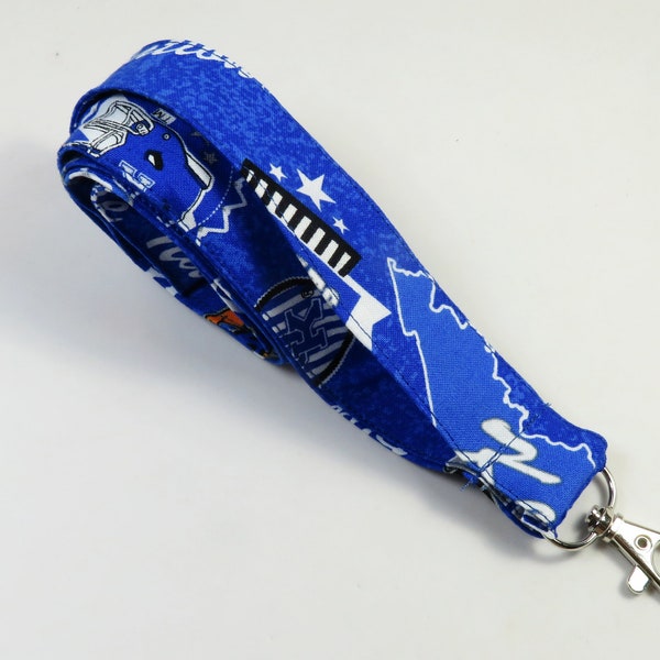 BLUE fabric lanyard, Kentucky badge holder, Blue nation badge holder, fabric lanyard, ID card holder, football lanyard