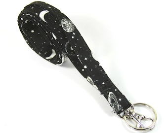 SPACE fabric badge holder, Skinny lanyard, Thin badge holder, Glow in the dark badge holder, Black lanyard