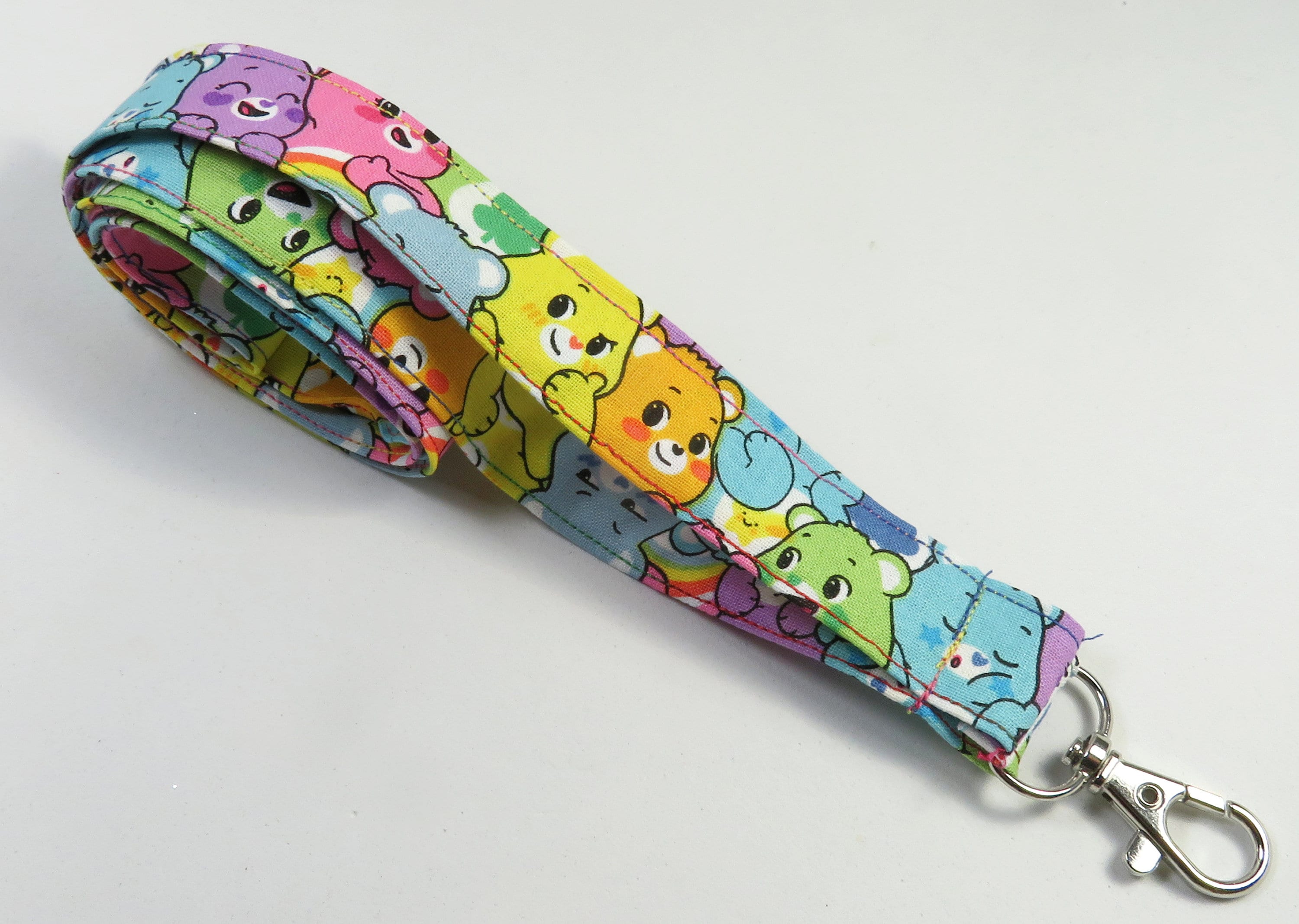 BEAR fabric lanyard, colorful badge holder, colorful lanyard, rainbow bear badge holder, fabric lanyard