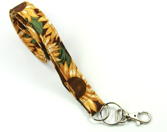 SUNFLOWER Fabric lanyard, Sunflower Badge Holder, Floral lanyard, Yellow flower Badge holder