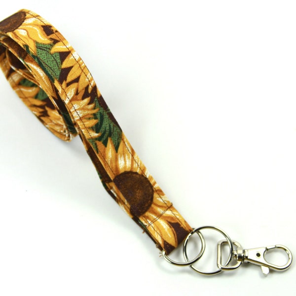 SUNFLOWER Fabric lanyard, Sunflower Badge Holder, Floral lanyard, Yellow flower Badge holder