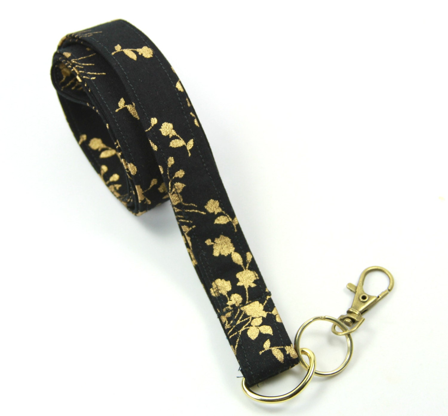 GOLDEN Flower Lanyard Gold on black lanyard Black badge | Etsy