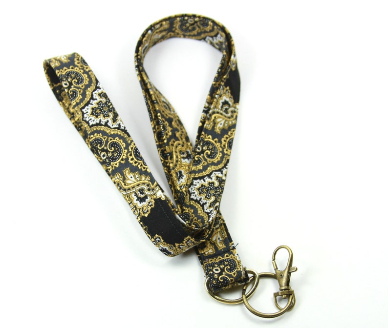 Golden Badge Holder GOLDEN Fabric lanyard Black and Gold Badge Holder Fabric lanyard Black Lanyard