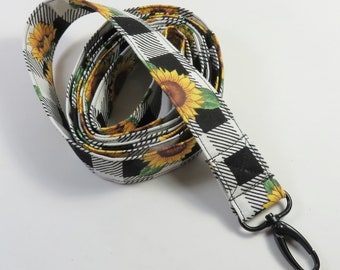 SUNFLOWER dog leash, plaid dog leash, fabric dog leash, sunflower plaid leash, beautiful fabric leash