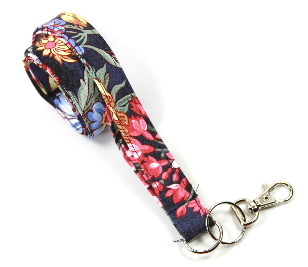 FLOWERS Fabric Lanyard, Floral Lanyard, Colorful Flower Badge Holder ...