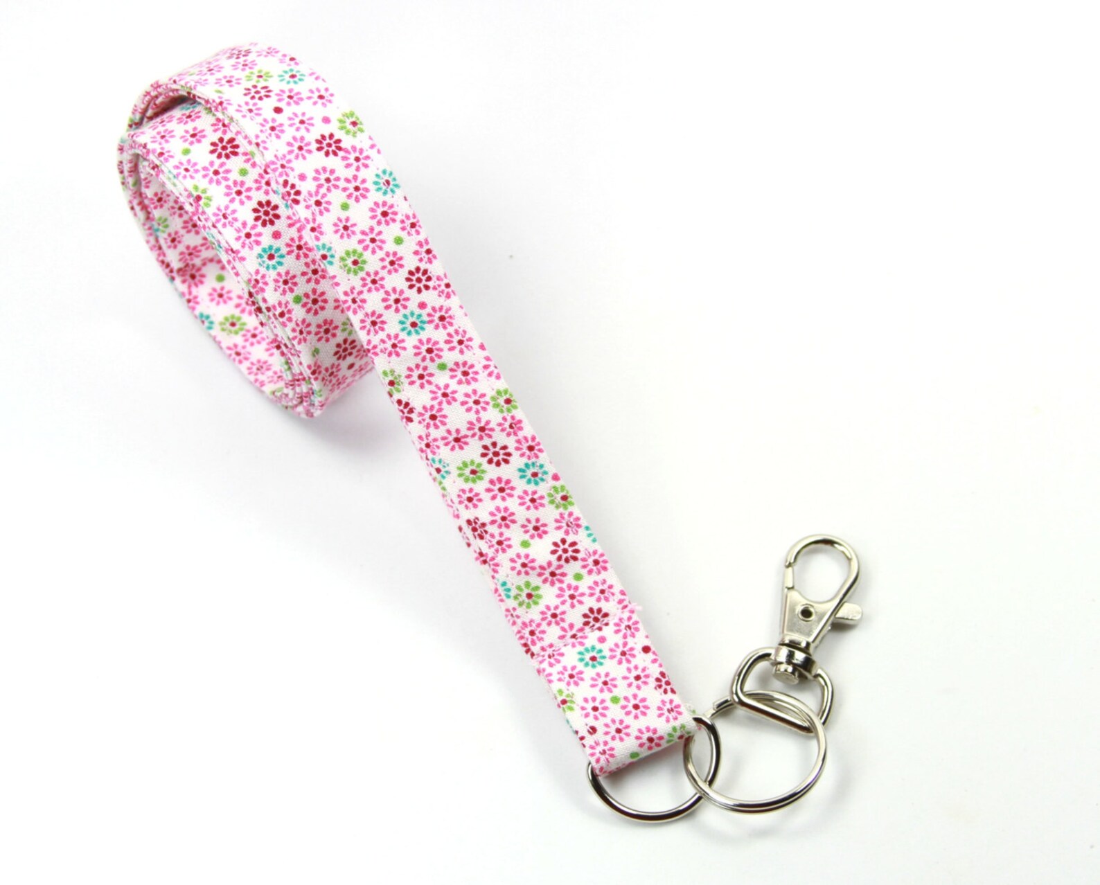 FLOWERS Fabric Lanyard, Pink Flowers Lanyard, Pink Badge Holder ...