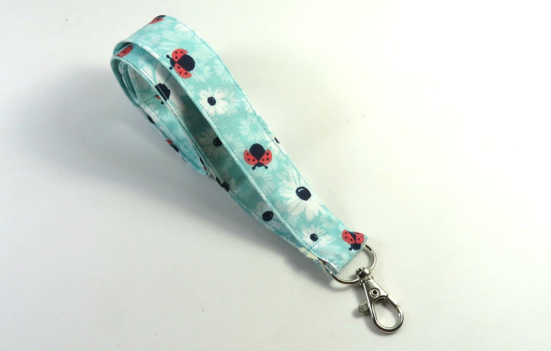 LADYBUG Fabric Lanyard, Ladybug Badge Holder, Turquoise Badge Holder ...