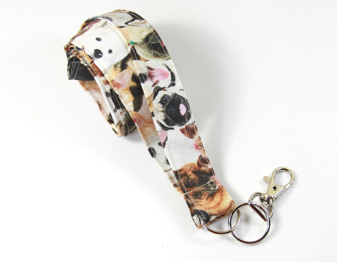 DOGS Fabric Lanyard Dogs Badge Holder Dogs Lanyard Etsy