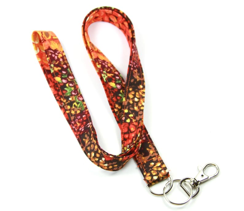 AUTUMN Fabric lanyard Fabric Badge Holder Fabric ID holder Etsy