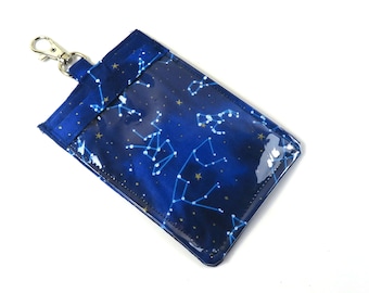 CONSTELLATIONS fabric badge holder, Constellations lanyard, Blue constellations badge insert, Space badge holder, Space lanyard