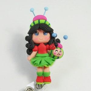 スイカの女の子のバッジホルダー、夏のフルーツのストラップ、女の子のバッジホルダー、美しいバッジホルダー、伸縮性のあるストラップ、引き込み式バッジホルダー