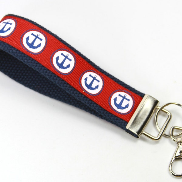 ANCHOR Fabric Key Fob, Wristlet Key Kette, Anchor Key Kette, Anchor Key Fob