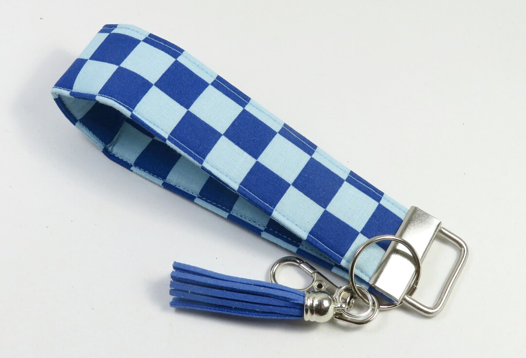 Febs Keychain CHECKERS Fabric Keyfobs, Fabric Keychain, Blue Checkers Wristlets - Etsy