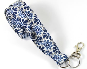 Schlüsselband Blume, blaue Blume Ausweisinhaber, blauen Schlüsselband, Floral Ausweisinhaber