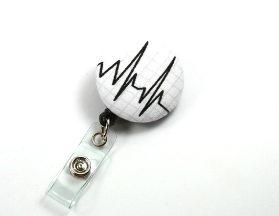 Herzschlag, Stoff-Anstecker, EKG Stoffknopf, EKG Knopf Reel