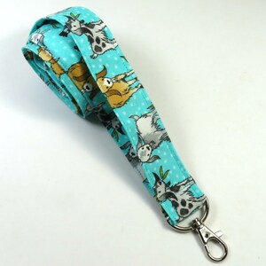 GOATS fabric lanyard, Goats badge holder, Pet lanyard, Blue badge holder, Farm animal lanyard, Goat lanyard, Fabric badge holder