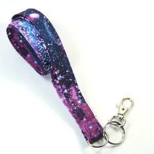 PURPLE GALAXY Fabric Badge holder, Shaded badge holder, Galaxy lanyard, Stars badge holder, Purple lanyard, Space lanyard