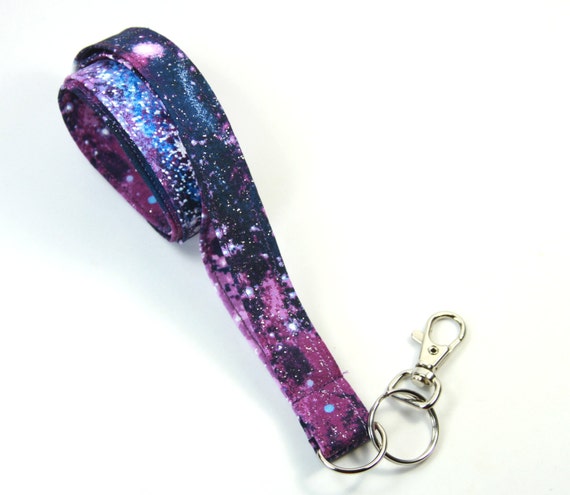 PURPLE GALAXY Fabric Badge Holder, Shaded Badge Holder, Galaxy