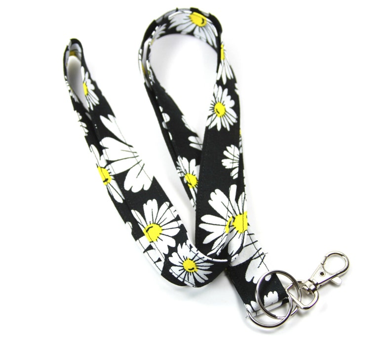 DAISY Fabric Lanyard Floral Lanyard Daisy Badge Holder Etsy