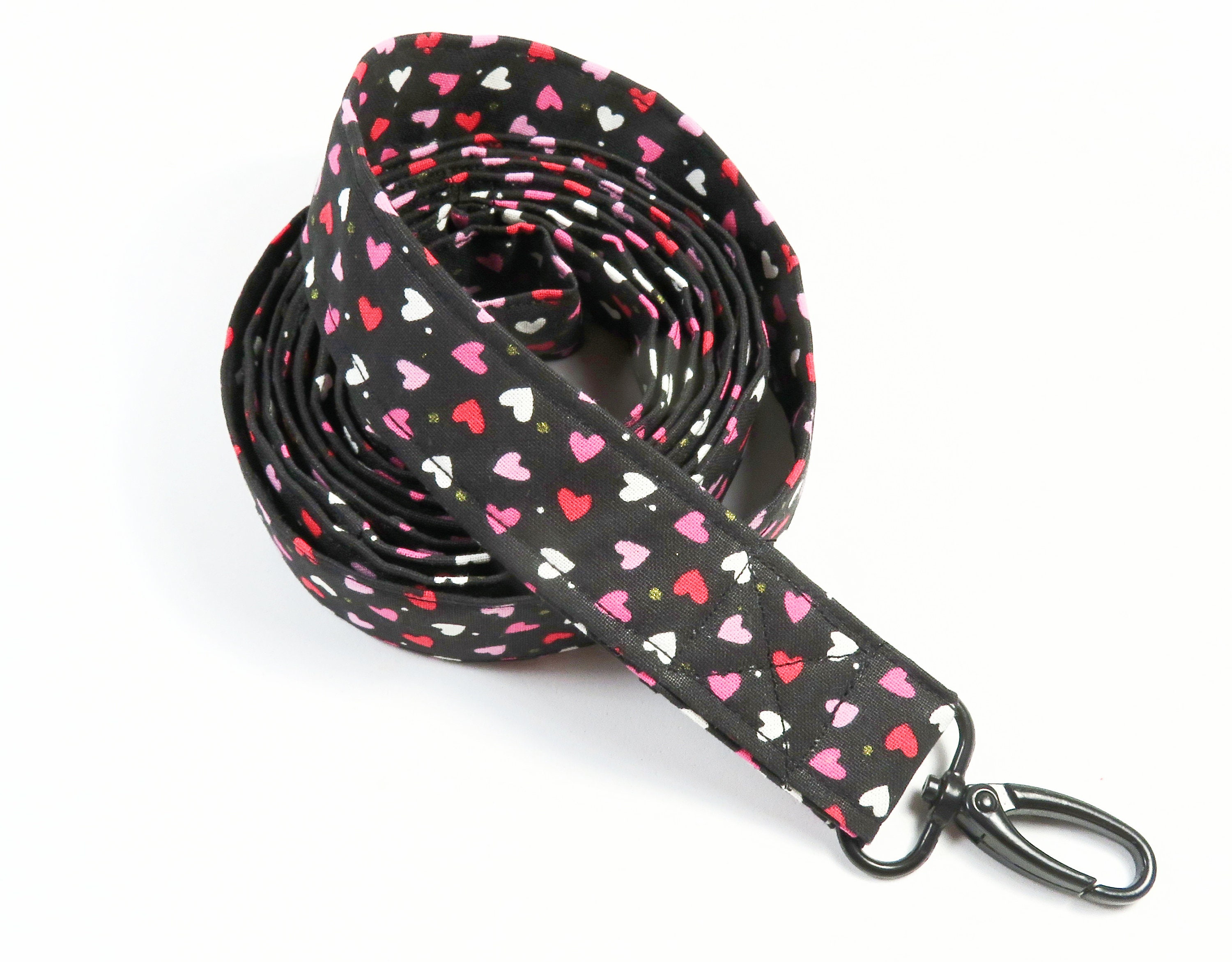 Hearts Fabric Dog Leash, Pink Red Hearts Cute Leashes, Valentine Leash