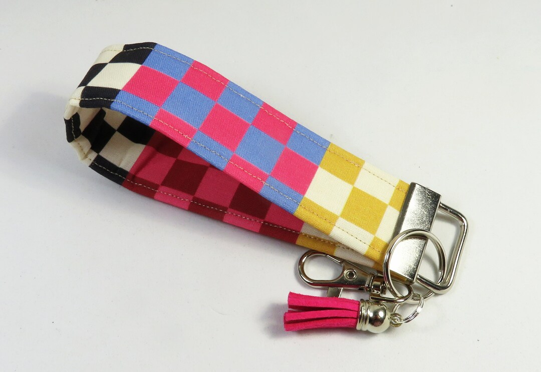 CHECKERS Fabric Keyfobs, Colorful Checkers Wristlets, Fabric Keychain ...