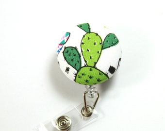 CACTUS fabric badge reel, Cactus lanyard, Cactus button badge reel, Green plant badge reel