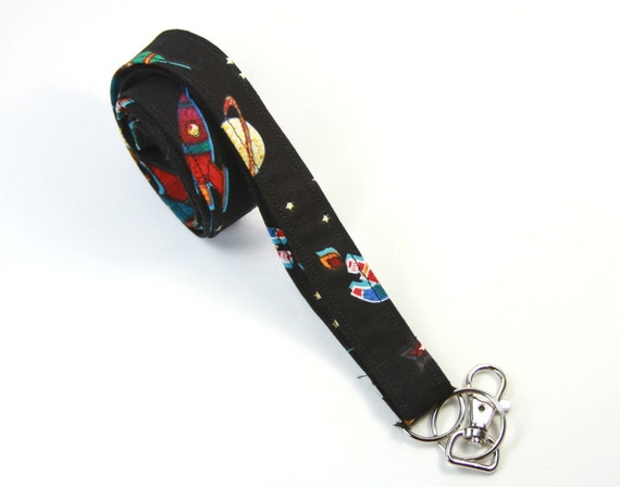 ROCKET Fabric badge holder, Space lanyard, Space badge holder, Rocket lanyard, Rocket badge holder