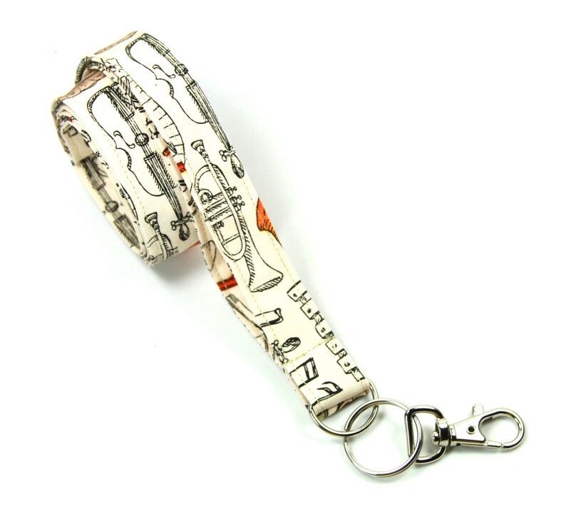 MUSIC Fabric Lanyard Musical Instrument Lanyard Musical Etsy