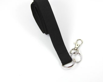 BLACK Fabric lanyard, Fabric Badge Holder, Black Badge Holder