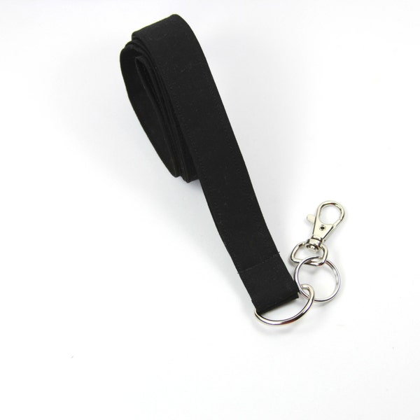 BLACK Stoff Schlüsselband, Stoff Abzeichenhalter, Schwarzer Abzeichenhalter