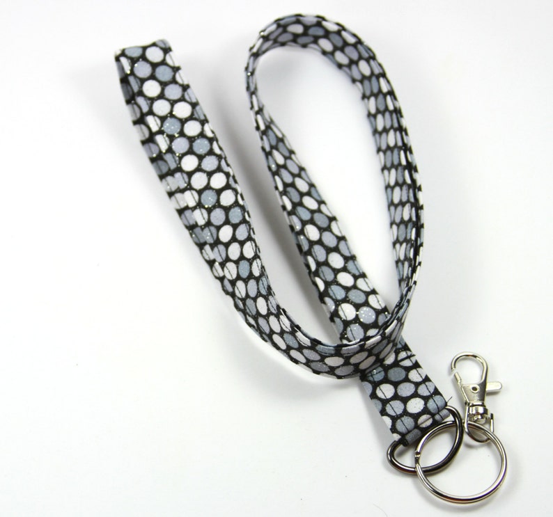 GRAY Polka Dot Lanyard Fabric Lanyard Gray Fabric Lanyard Etsy