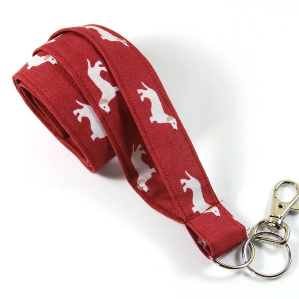 DOG Fabric badge holder, Dog lanyard, Burgundy badge holder, Dachshund lanyard, Dachshund badge holder