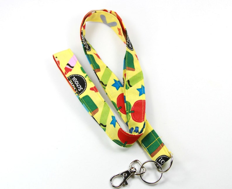SCHOOL Fabric Lanyard Fabric Badge Holder Teachers Lanyard Etsy