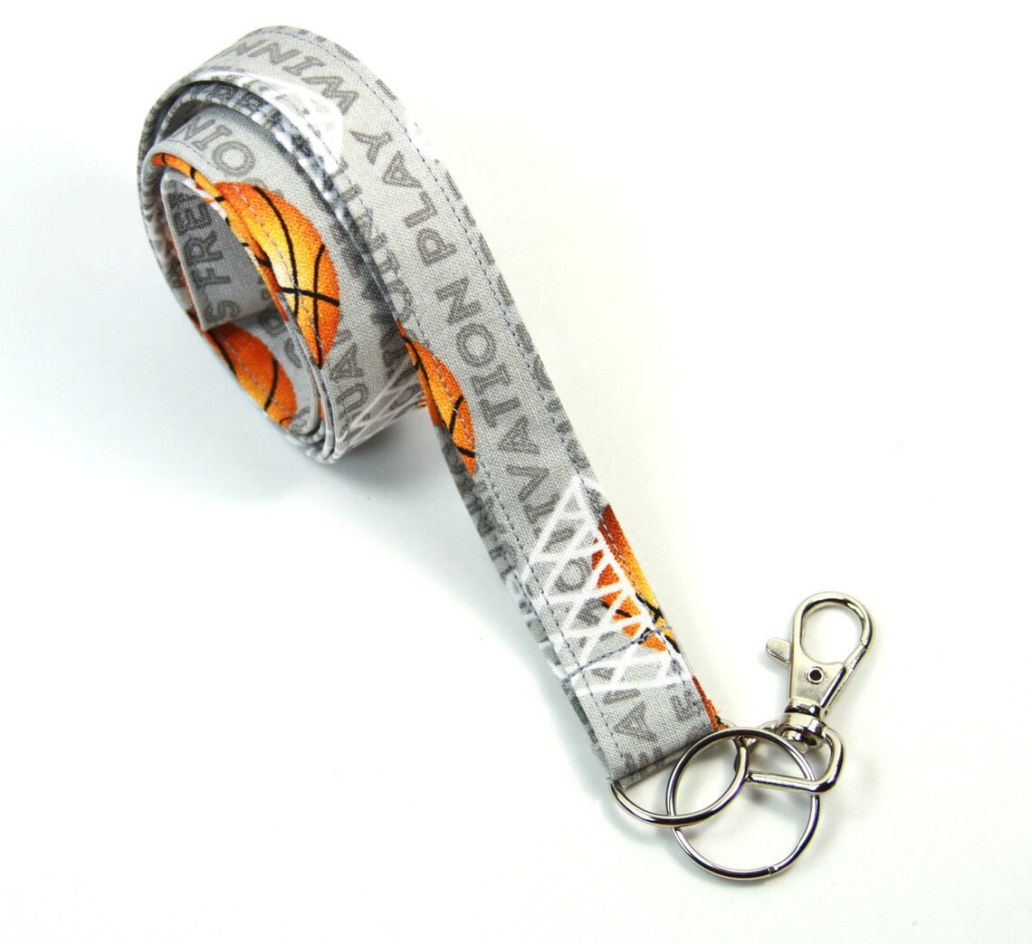 BASKETBALL Fabric Lanyard Sports Lanyard Sports Badge Etsy