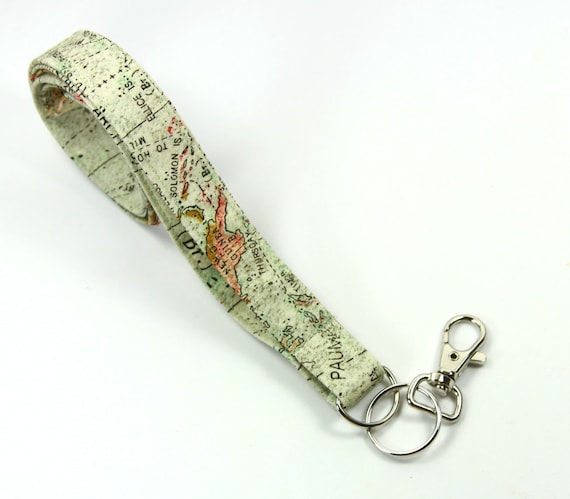 MAP Fabric Lanyard, Map Fabric Badge Holder, Atlas Fabric Badge Holder