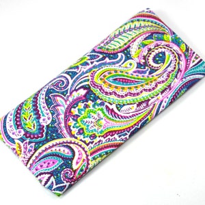PAISLEY Fabric Case, Sunglasses Case, Cell phone Case, Fabric bag, Purple pink fabric bag, Snap button bag
