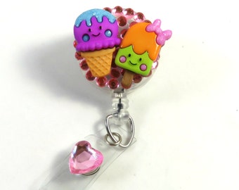 ICE-CREAM badge reel, Koude badge reel, Zomer badge reel, Nurse badge reel, Cute ijs badge houder, Intrekbare badge reel