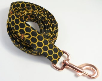 BEE HIVE fabric dog leash, fabric leash, bee home dog leash, yellow dog leash, cat leash, pet leash, fabric leash
