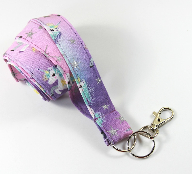 UNICORN Fabric Lanyard Shaded Badge Holder Pink Blue Etsy