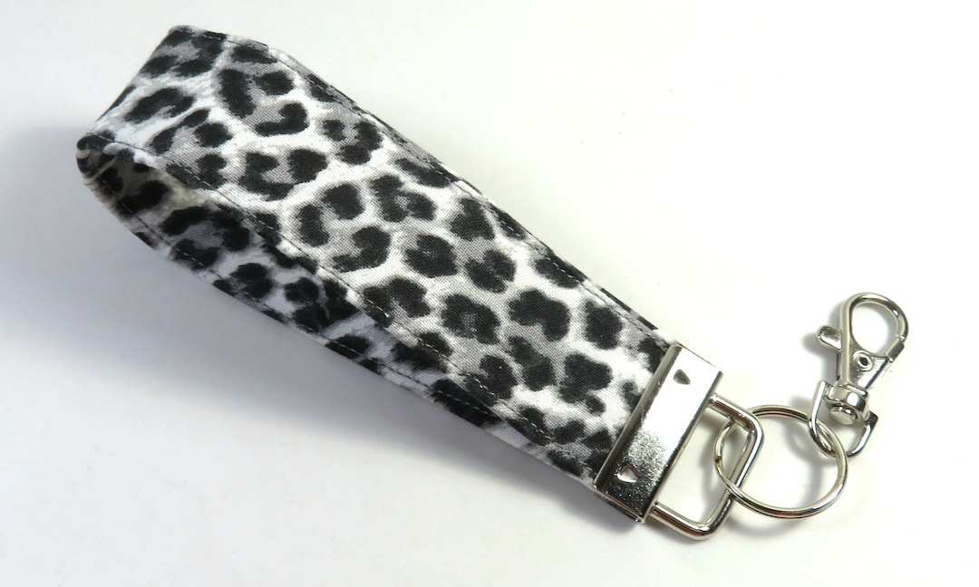 CHEETAH Print Fabric Keychain, Gray Black Animal Print Keyfobs, Cheetah ...