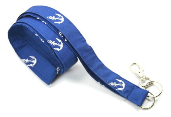 ANCHOR Fabric Lanyard Anchor Badge Holder Blue Anchor Fabric | Etsy