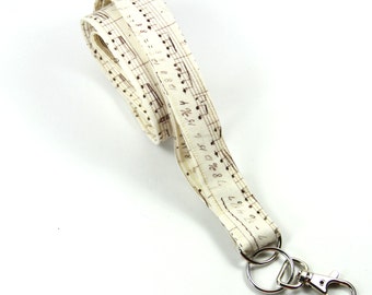 MUSIC NOTES Fabric Lanyard, Music Notes Fabric Badge Holder, Music Badge Holder