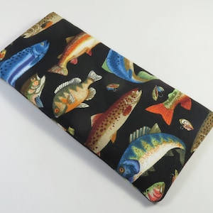 FISHES Stoff Sonnenbrille Fall, Brille Taschen, Stoff Taschen, bunte Fische Design Taschen, Angeln Stoff Tasche