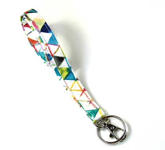 TRIANGLE Stainglass fabric lanyard, Triangle fabric badge holder, Thin lanyard, Thin badge holder, Skinny lanyard