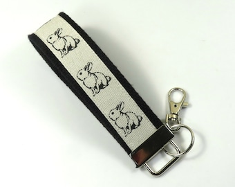 BUNNY rabbit keyfob, Bunny rabbit keychain, Bunny keychain, Rabbit keyfob, Easter gift, Lucky keyfob