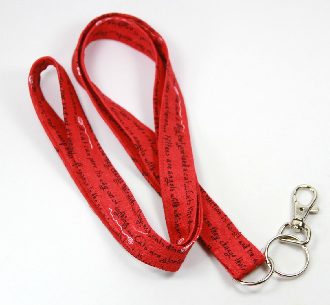 CAT Fabric Lanyard Cat Quotes Lanyard Cat Badge Holder Red Etsy